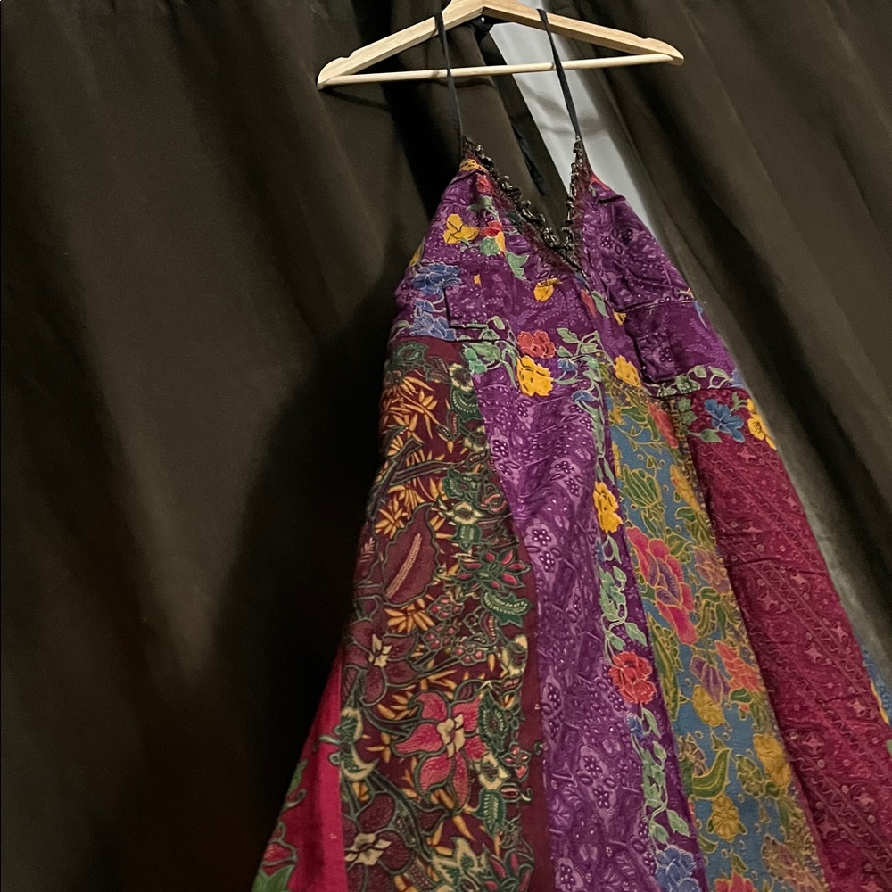 Colorful Patchwork Maxi Dress. Adjustable - Picture 3 of 4